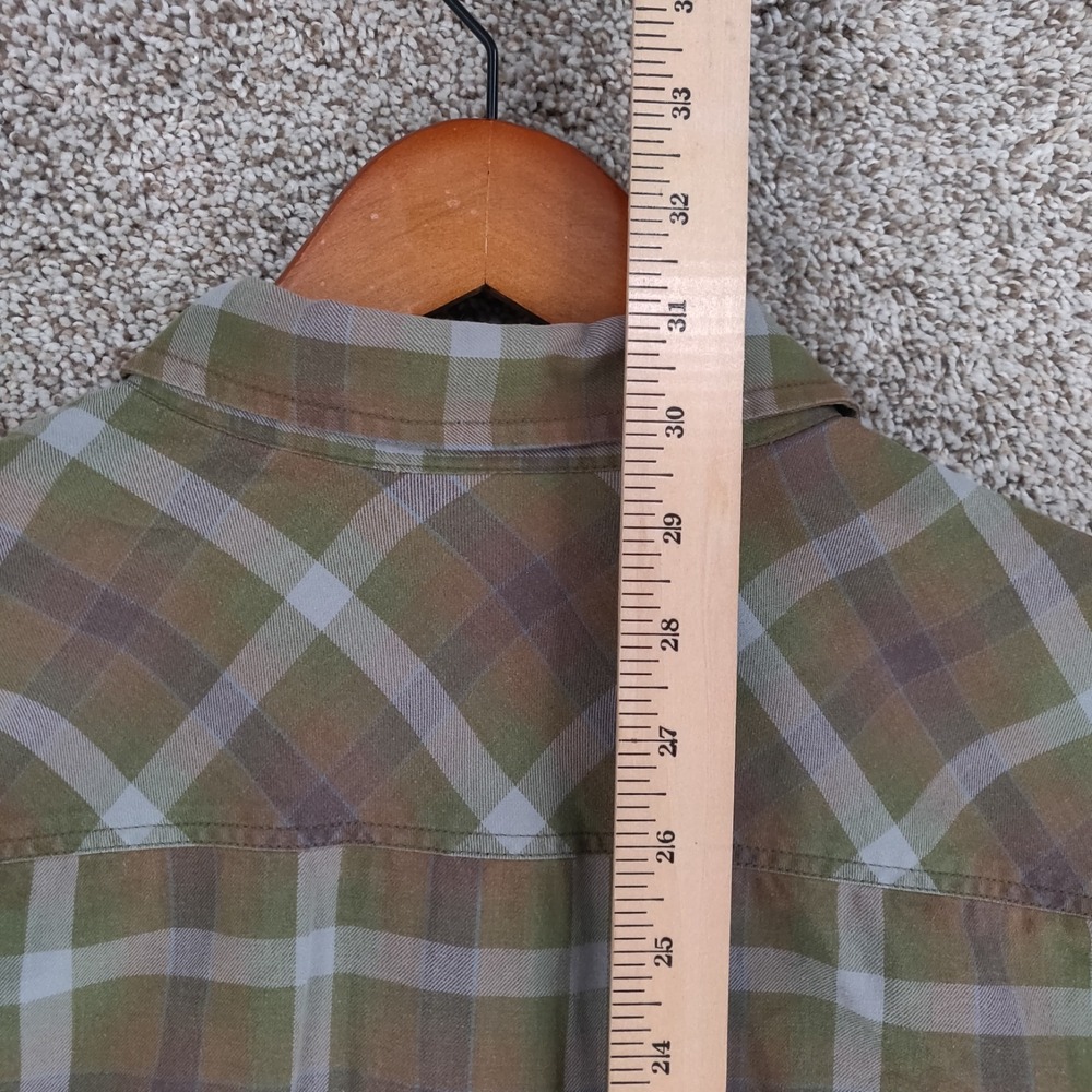 Patagonia Fjord Lightweight Flannel Shirt Mens Large Green Plaid Long Sleeve - Picture 12 of 15